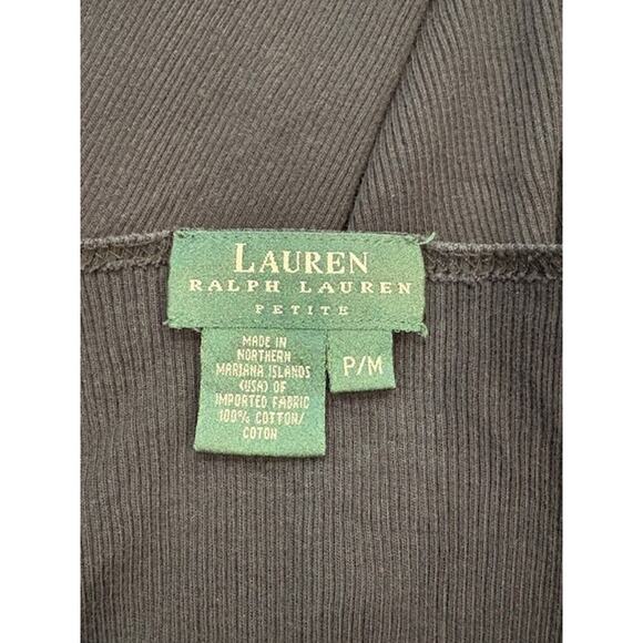 Lauren Ralph Lauren Vintage Lace-Up Ribbed ¾ Sleeve Tee – Size Medium Petite - Picture 6 of 7